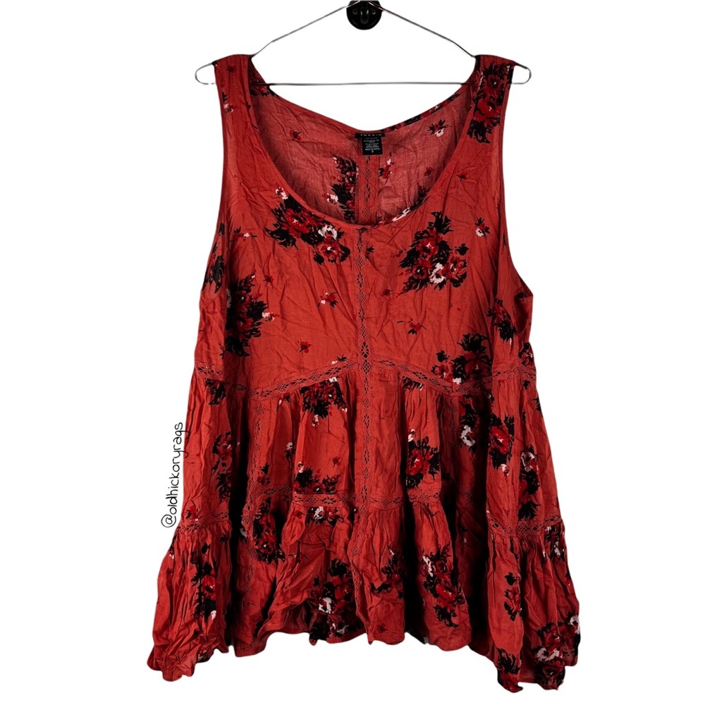 Torrid Orange & Black Floral Sleeveless Blouse Plus Size 0